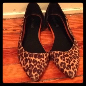Black Leather and Cheetah Print D'Orsay Flats