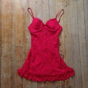 Sexy Little Things Red Bustle-Back Lace Slip