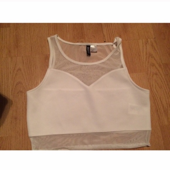 White mesh crop top