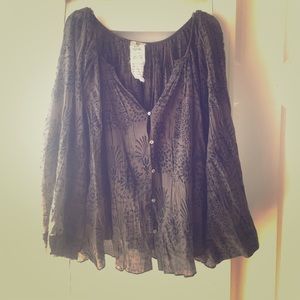 Free People Bandana Print Swing Buttondown