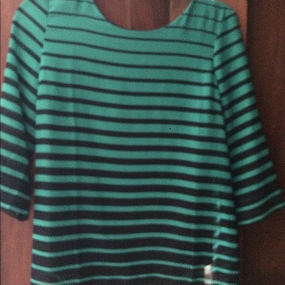 Navy and green striped blouse