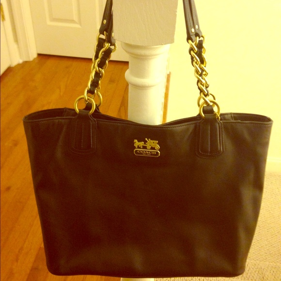 Authentic black leather coach purse