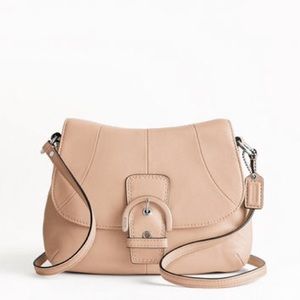 Pink leather Coach cross body bag