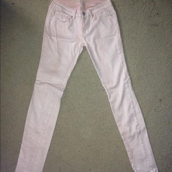 Pink sparkly skinny jeans