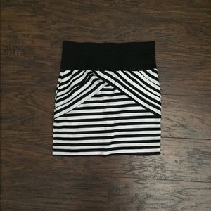 Black and white striped skirt