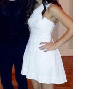 BCBG - White eyelet one shoulder dress