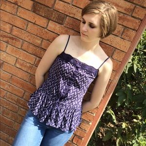 Navy blue feather top!