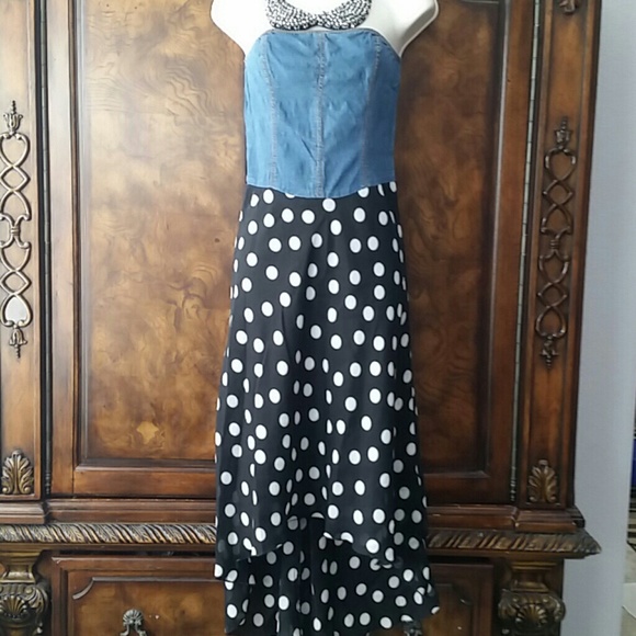 High low chiffon  and denim dress
