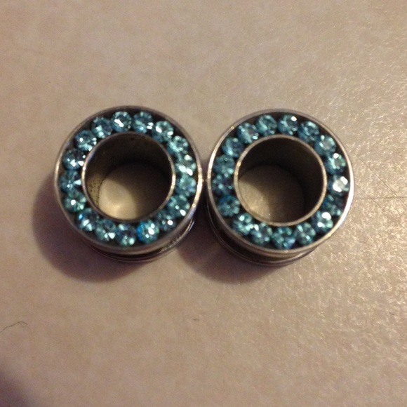 Blue ear tunnels w/ jewels