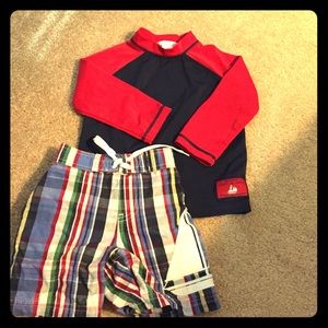 Swim suit and matching rash guard