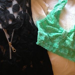 Charlotte Russe black lace top & GH bralette