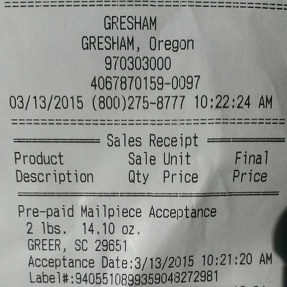 Proof of shipping!