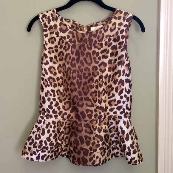 ✨REDUCED✨ Kate Spade Silk Leopard Peplum Top