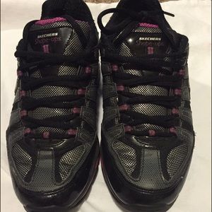 Black gray & pink sketchers shape ups size 8 1/2