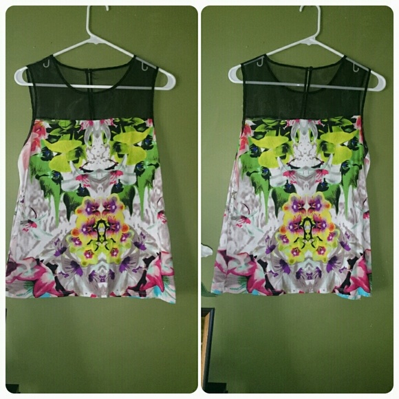 Prabal Gurung Floral Mesh Sleeveless Top - Picture 2 of 5