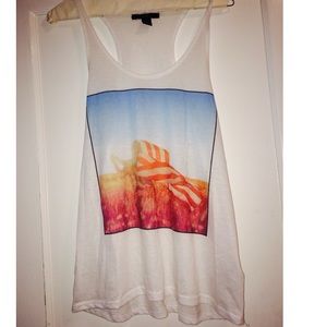 Forever 21 white American flag tank top