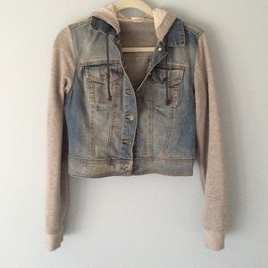 Jean Jacket with cloth hood and sleeves
