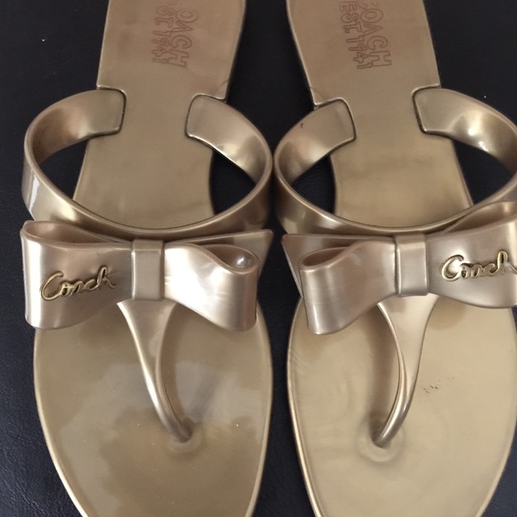 Coach authentic jelly style gold sandals