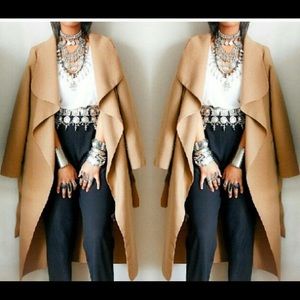 Waterfall Trendy Coat -Camel