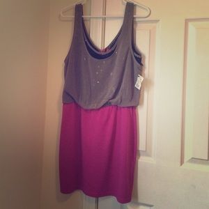 Grey, black and fuchsia dress. Never worn.