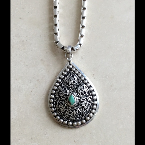 Sterling Silver Teardrop Shape Necklace - Picture 2 of 2