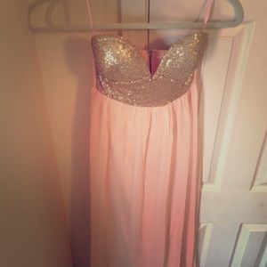 Pink and gold maxi dress