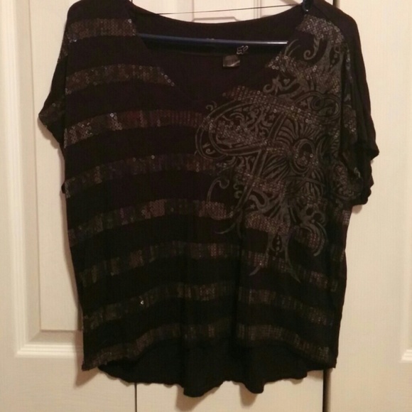 Fox black sequined shirt