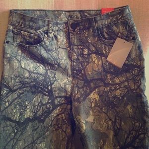 High waisted twig print jeans