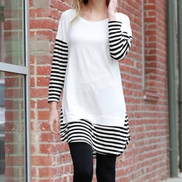 Off white striped print long sleeve