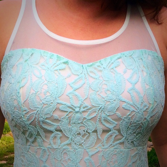 Mint Green Lace Dress with Sweetheart Neckline