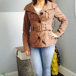 Light brown mid length trench coat