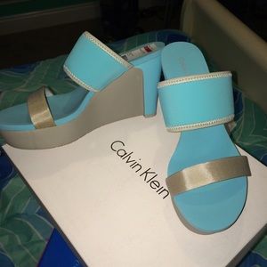*REDUCED PRICE*Aqua Blue Calvin Klein Sandals