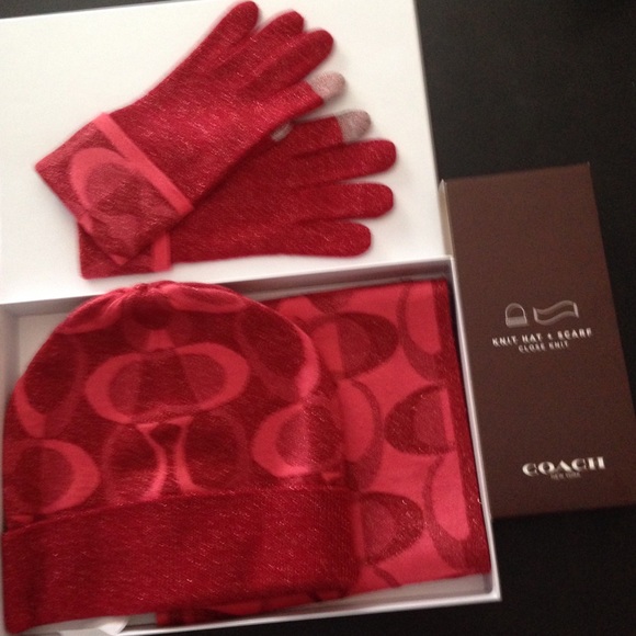 Coach hat/scarf set and matching gloves