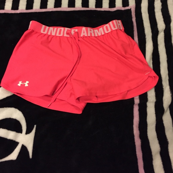 Neon Red Under Armor shorts