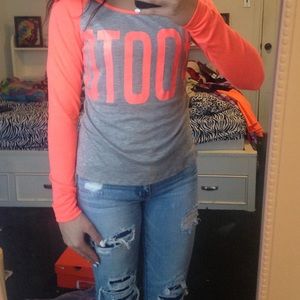 Bright orange and great "#ootd" shirt