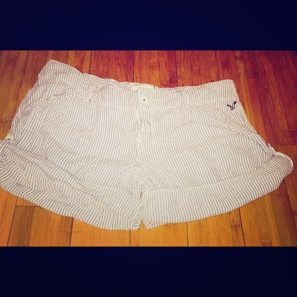 Blue & White Striped Shorts