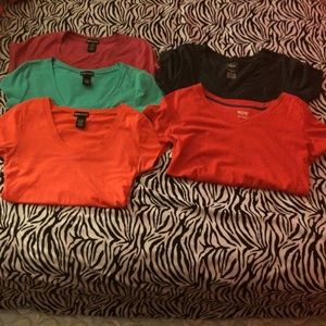 Solid colored plain v-neck tees