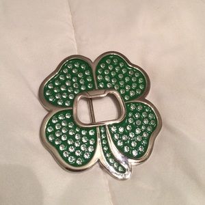 Clover bottle opener belt buckle