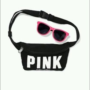 Victoria secret pink sun glasses and fanny pack.