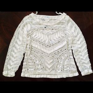 Kimchi Blue beaded mesh long sleeve top