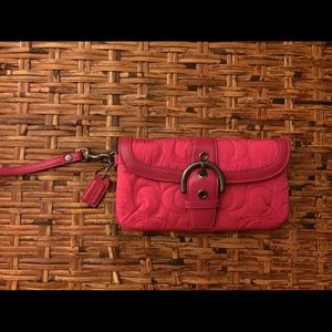COACH Wristlet Pink Quilted Puffer Nylon