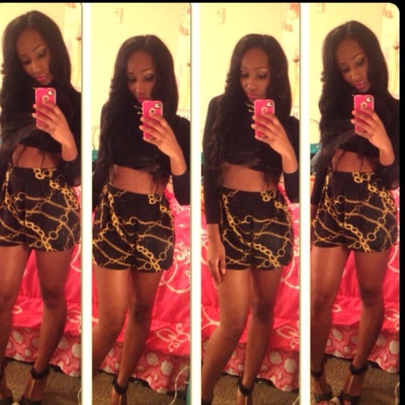 Black & Gold Chain Shorts