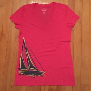 Old Navy Pink Sailboat V-Neck Short Sleeve