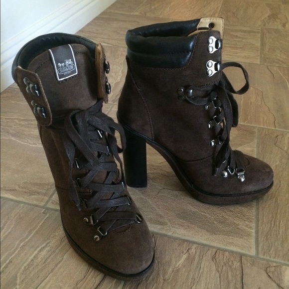 Coach 'Carol' Chocolate Brown Suede Ankle Boots