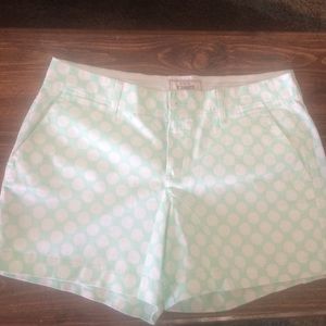 Mint and white polka dot shorts