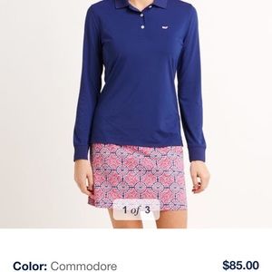 Navy golf long sleeve polo