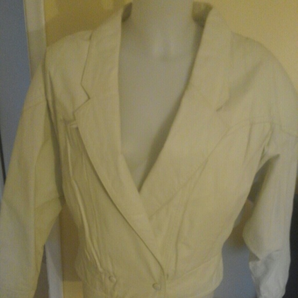Pelle white front snap leather jacket