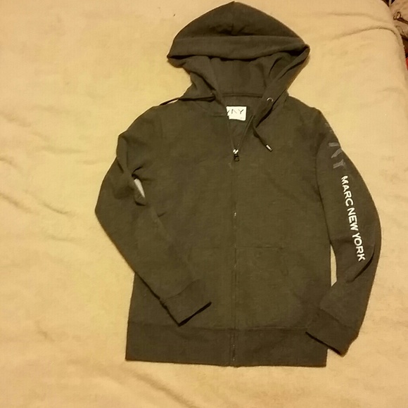 MARC NY GREY ZIP UP HOODIE