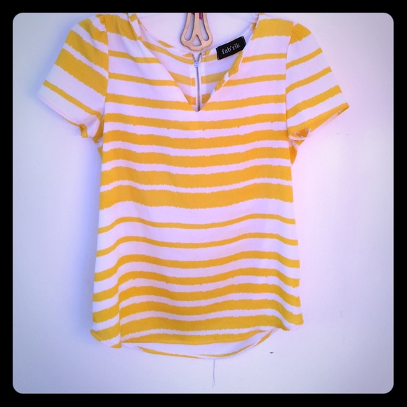 Yellow and white striped shirt sleeves blouse