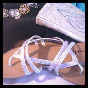 Silver sparkle sandals